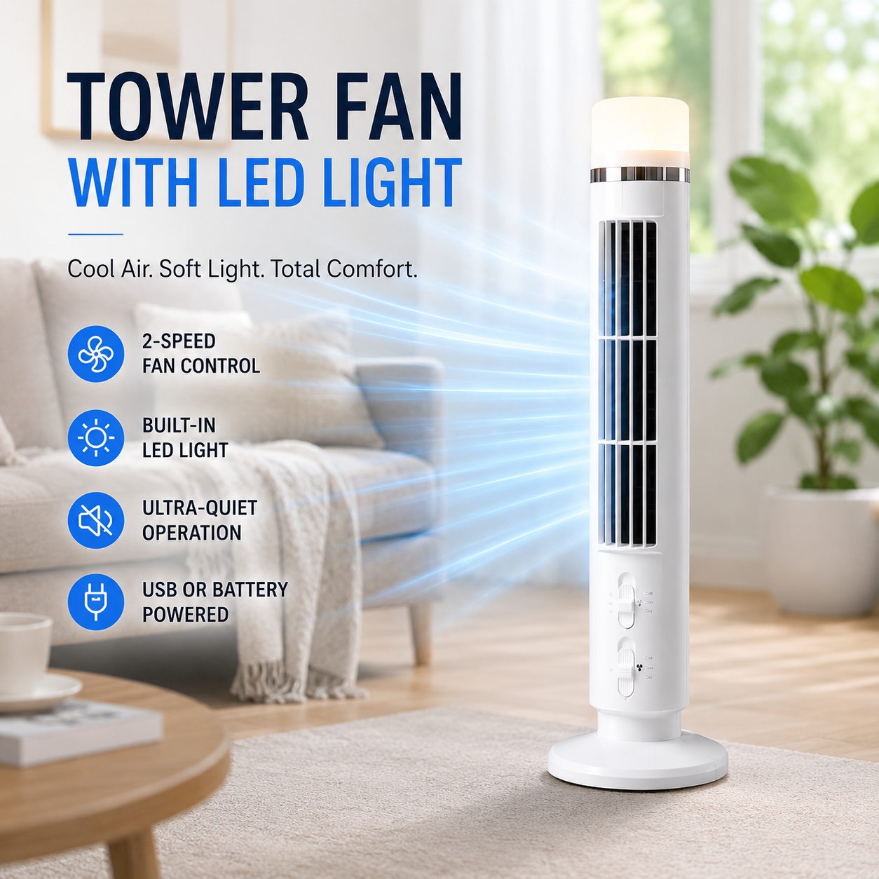 Smart LED Tower Fan